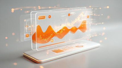 Futuristic transparent stock market analytics interface