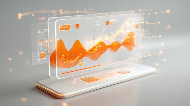 Futuristic transparent stock market analytics interface - Powered by Adobe