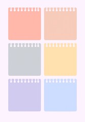 Set of pink and blank paper notes and sheets for office and design use