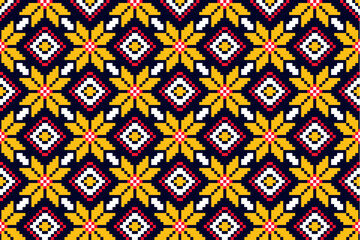 Pixel Art Geometric Fabric Pattern