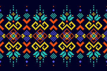 Pixel Art Geometric Fabric Pattern