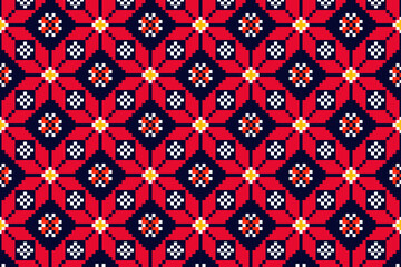 Pixel Art Geometric Fabric Pattern