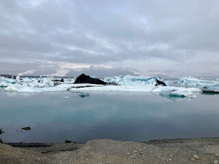 Jökulsárlón, the stunning glacial lagoon at the edge of Vatnajökull National Park in...