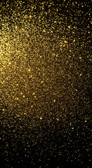 Luxurious golden glitter sparkles on a black background