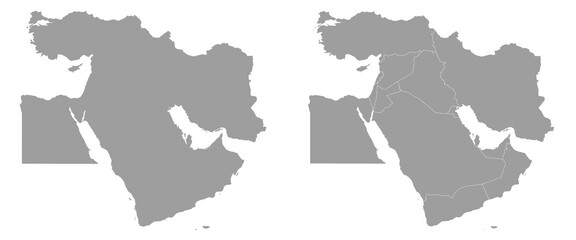 Fototapeta premium Middle East map with grey