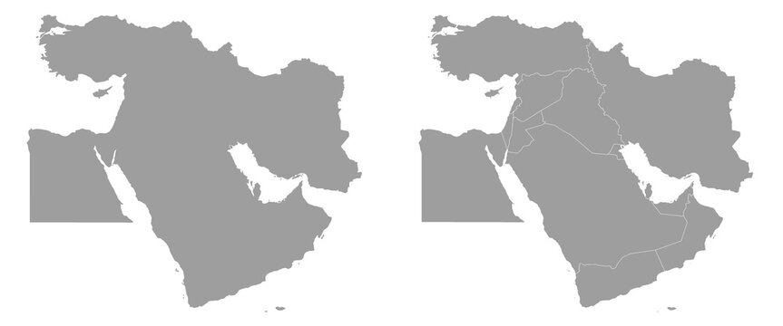 Middle East map with grey