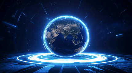 Obraz premium Internet technology communication concept business background in the earth background