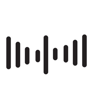 Minimalist black soundwave icon, parallel bars with varying heights representing audio, sound, music, abstract vector for creative modern designs and symbols.