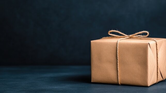 A Simple Brown Gift Package on a Dark Background