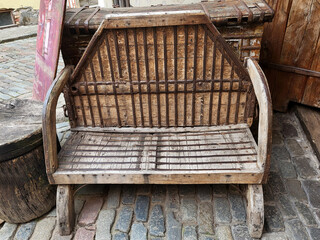 wooden vintage medieval forged chair sofa chest