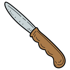 Hand drawn cartoon knife on white background.
