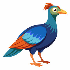Obraz premium Vector art of a colorful bird with blue orange green feathers stands on white
