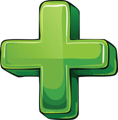 Obraz premium Green medical cross symbol on white background, a 3D illustration of a healthcare emergency design
