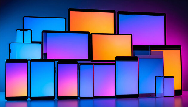 Collection of various responsive devices showcasing web design adaptability in modern interfaces