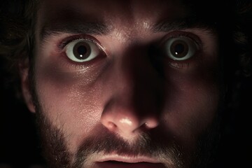Fear flashes like lightning in this tense close-up studio snapshot.