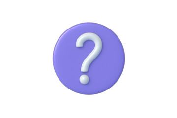 One question mark isolated on white background. Top view. 3d render