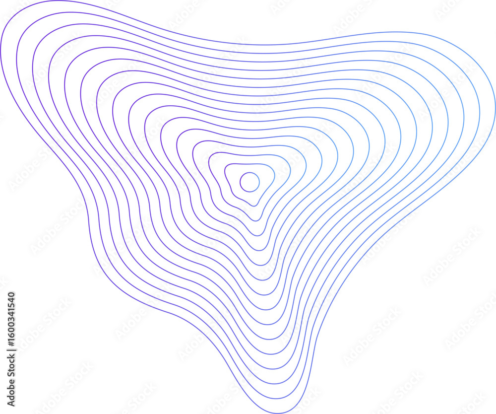 Poster circle dynamic amorphous shape fluid form with line blue gradient