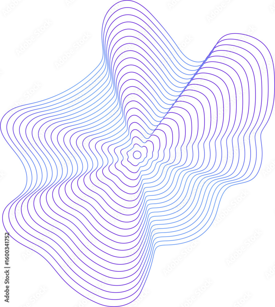 Poster circle dynamic amorphous shape fluid form with line blue gradient