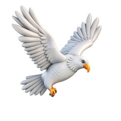 Obraz premium A digital illustration of a white eagle in flight with outstretched wings design on transparent background
