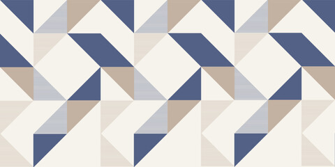 Retro style diagonal stripes and angular shapes. quilt blocks design, seamless repeating vector pattern, Abstract simple geometric background for fabric, textile design or interior decoration.