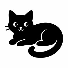 Black and white cartoon cat illustration, cute feline pet vector