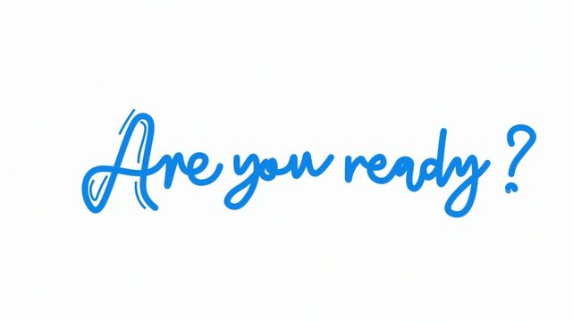 are you ready One line continuous animated typography intro outro, mister misses hand drawn calligraphy monoline vintage text on background, aniamted Calligraphy lettering animation video, blue color