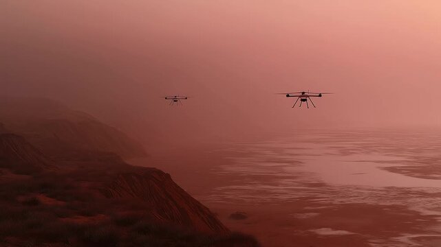 Drone-assisted terraforming of barren soil on Mars