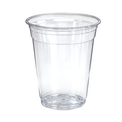 A clean empty transparent plastic cup isolated on transparent background