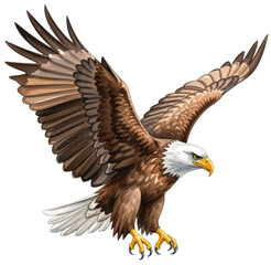 Obraz premium majestic watercolor bald eagle soaring with wings open