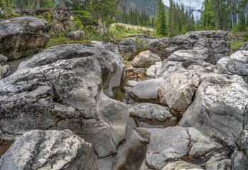 Water eroded rock in the Vermilion River Valley of Kootenay National Park, British Columbia, Canada