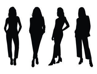 black vector set of business woman silhouette