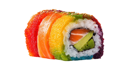 Set of sushi and maki with soy sauce over blue stone background. Top view with copy space