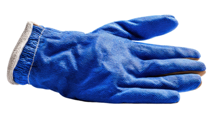 Coated nylon gloves with breathable fabric back background isolated on a Transparent background, PNG file.