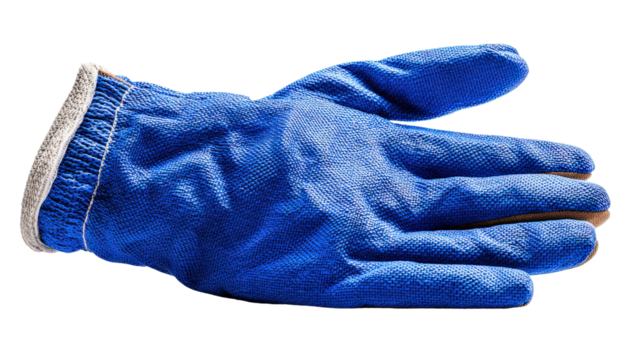 Coated nylon gloves with breathable fabric back background isolated on a Transparent background, PNG file.