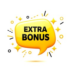 Yellow Speech Bubble with Black Text Extra Bonus and Sparkle Accents image