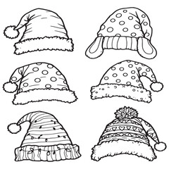 Christmas Santa hat line art festive joyful holiday cheer