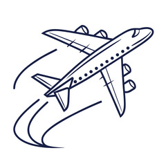 Airplane taking off with swirling trails aircraft travel