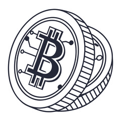 Bitcoin cryptocurrency coin symbol digital finance vector