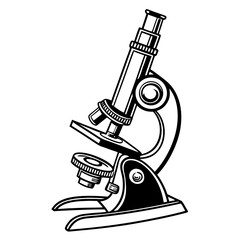 Black and white scientific microscope illustration science laboratory