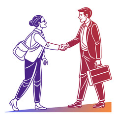 Business partners shaking hands with gradient colors handshake partnership