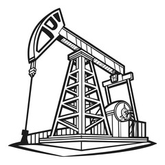 Black and white oil pump jack symbol oil rig energy