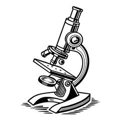 Black and white microscope symbol scientific learning