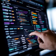 Finger Tapping Code Programmer Working on Screen, Programming , Coding