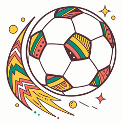 Colorful soccer ball with playful motion and bright patterns sport game