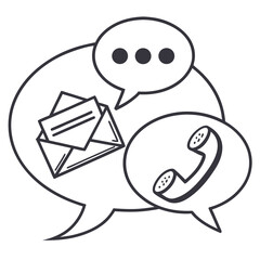 Communication icons speech bubble envelope and telephone message