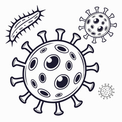 Coronavirus and bacteria illustration microbe biology