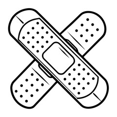 Crossed black and white adhesive bandages medical symbol healthcare wound care