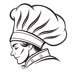 Chef hat profile illustration cooking culinary