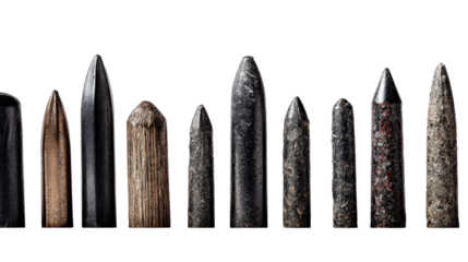 Collection of nails in varying lengths background isolated on a Transparent background, PNG file.