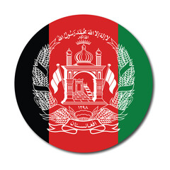 Fototapeta premium Afghanistan Flag Circle Icon, National Emblem Vector, Patriotic Symbol Design